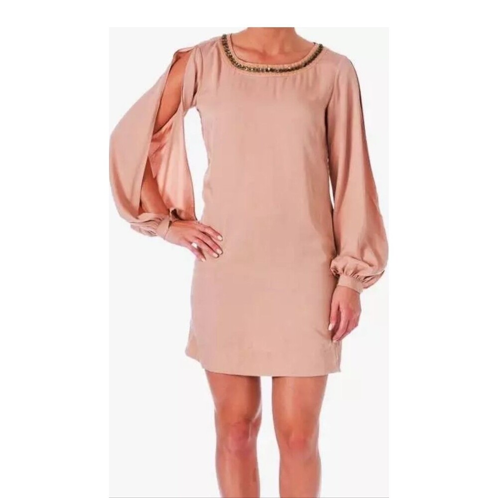 Elizabeth & James Women's Dress Tunic Embellished Beige Size Small NWT $395